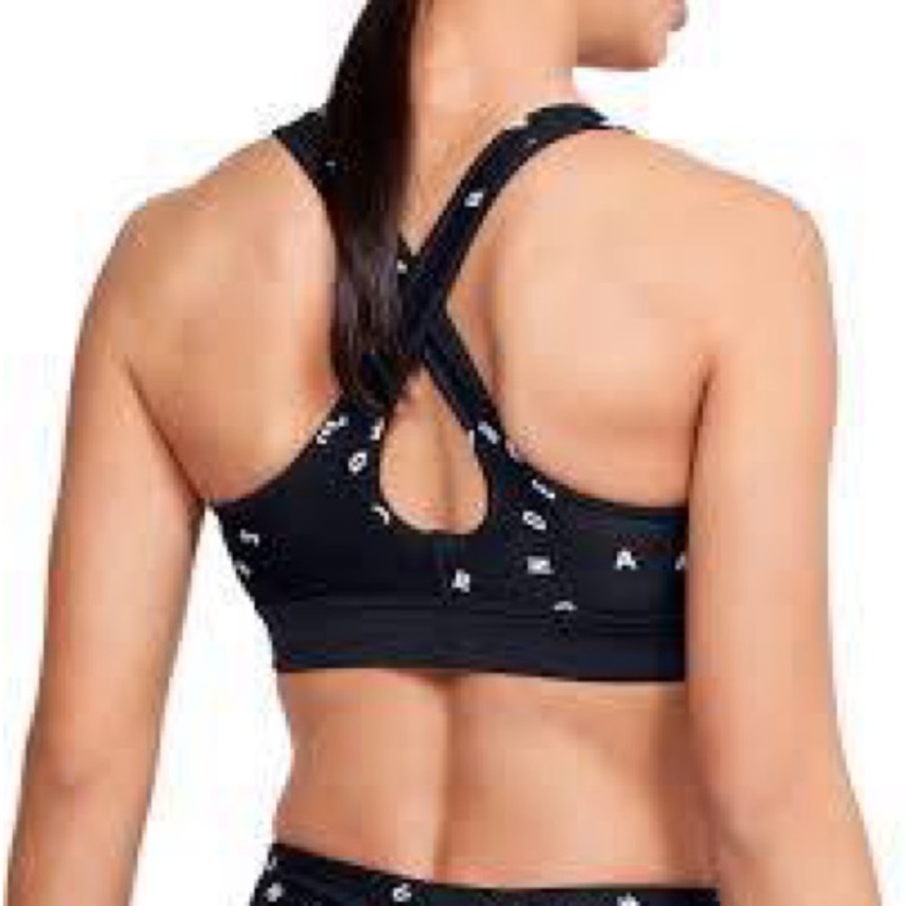 NWT Under Armour Mid Crossback Mash Up Print Sports Bra - Black/White - Picture 7 of 7